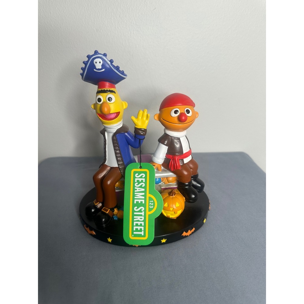 Sesame Street Bert and Ernie Pirate Halloween Figure Treasure Chest Decoration